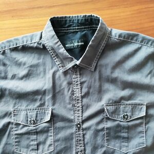 Michael Brandon Dark Gray Casual Button Down Shirt - Large